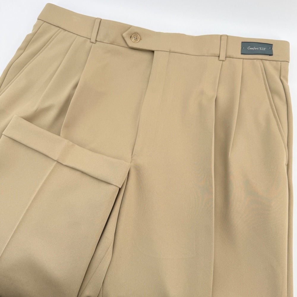 Ballin Relax Manchester Pants Men 36x31 Khaki Pleated Cuffed Baggy Comfort NEW